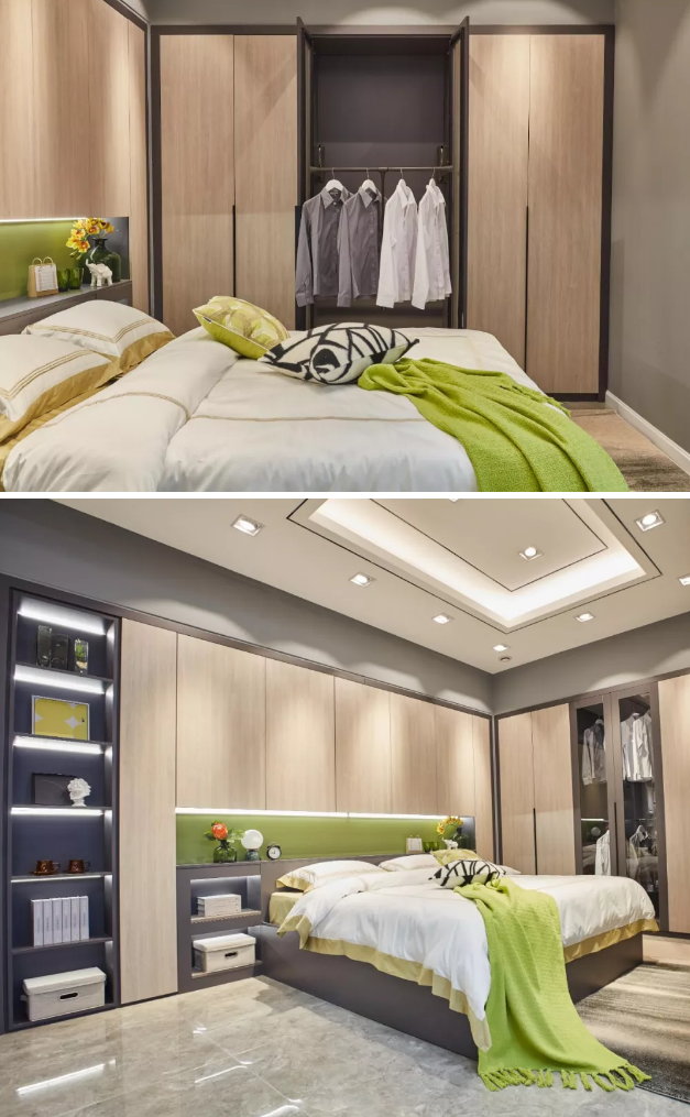 尊龙人生就是博首页免漆生态板清风胡桃定制衣柜实拍